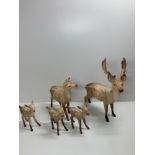 Beswick Stag, Deer And Four Babys Doe