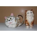 Carlton Ware Tea Pote Cat Designe and Melba cat Figurine