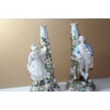 Pair Of Large Sitzendorf Porcelain Candle Stick Size 37cm