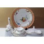 A Royal Worcester C.1880 Hand painted Miniature Trio/ Royal Crown Derby Plate A/F, Spode Bon Bon Di