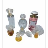 A lot Of Perfume Bottles Including Lalique, Prada, Clea and Oscar de la Renta