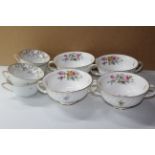 Four Mintons Soup Bowls And Four Limoges Cups