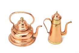 A COPPER TEAPOT & COFFEE POT