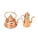 A COPPER TEAPOT & COFFEE POT