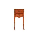 A FRENCH GILT-METAL MOUNTED MARBLE TOP PARQUETRY SIDE TABLE