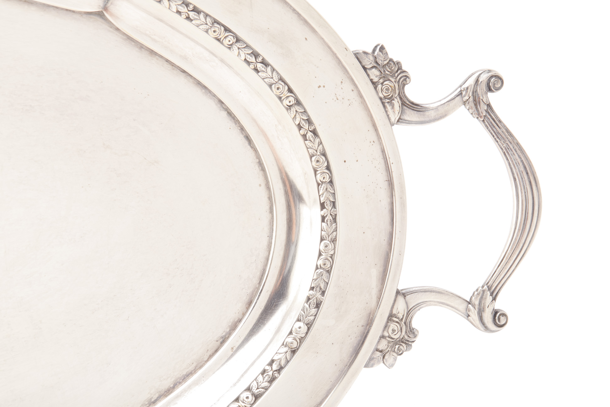 A SILVER PLATED TWIN-HANDLED OVAL TRAY - Image 2 of 2