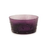 A DARTONGTON CRYSTAL MOULDED LARGE PURPLE BOWL