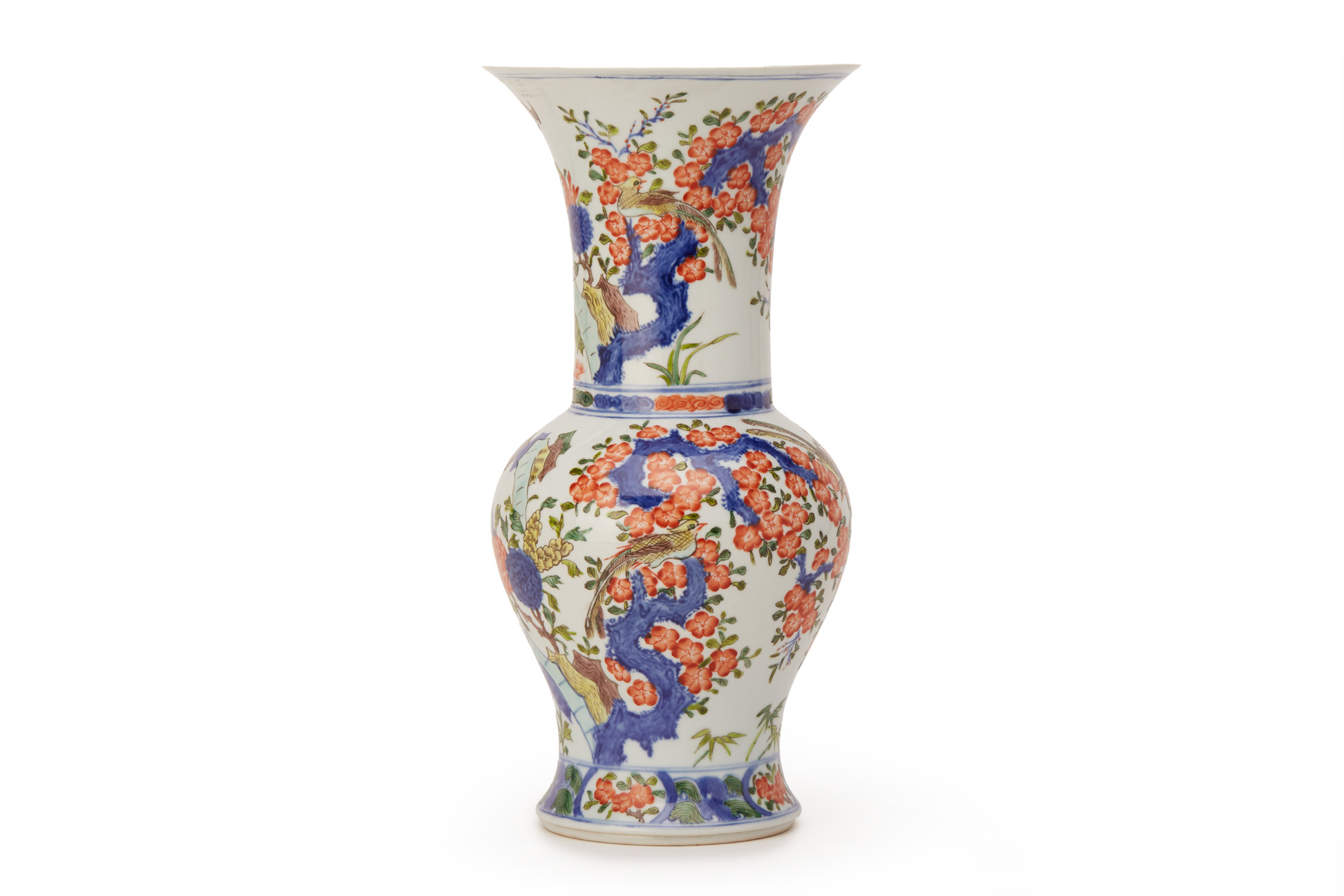 A WUCAI 'PHOENIX TAIL' PORCELAIN VASE