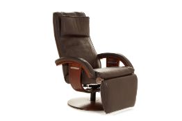 A VINTAGE SCANDINAVIAN STYLE LEATHER RECLINING ARMCHAIR