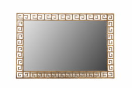 A LARGE WROUGHT IRON MIRROR