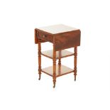 A MAHOGANY DROP-LEAF THREE-TIER SIDE TABLE