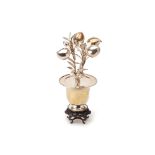 A CHINESE SILVER PLATED MODEL OF A POTTED PEACH TREE