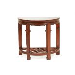 A CHINESE ELM DEMI LUNE CONSOLE TABLE