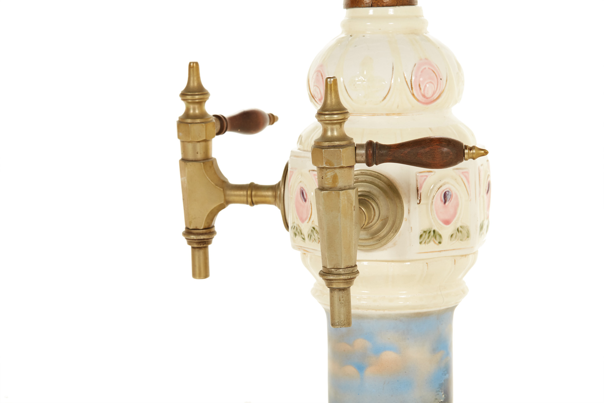 A VINTAGE CERAMIC AND BRASS DOUBLE BEER TAP - Image 3 of 8