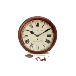 A LATE VICTORIAN MAHOGANY WALL CLOCK SIGNED HARRODS