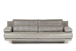 A ROLF BENZ GREY LEATHER SOFA (2)