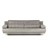 A ROLF BENZ GREY LEATHER SOFA (2)