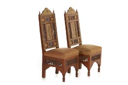 A PAIR OF SYRIAN MOTHER OF PEARL INLAID SIDE CHAIRS