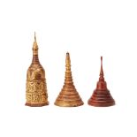 THREE SMALL BURMESE STUPAS