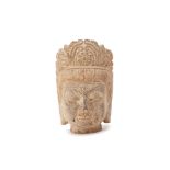 A CARVED STONE BODHISATTVA HEAD