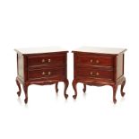 A PAIR OF MAHOGANY BEDSIDE TABLES