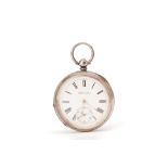 A SILVER OPEN FACE POCKET WATCH