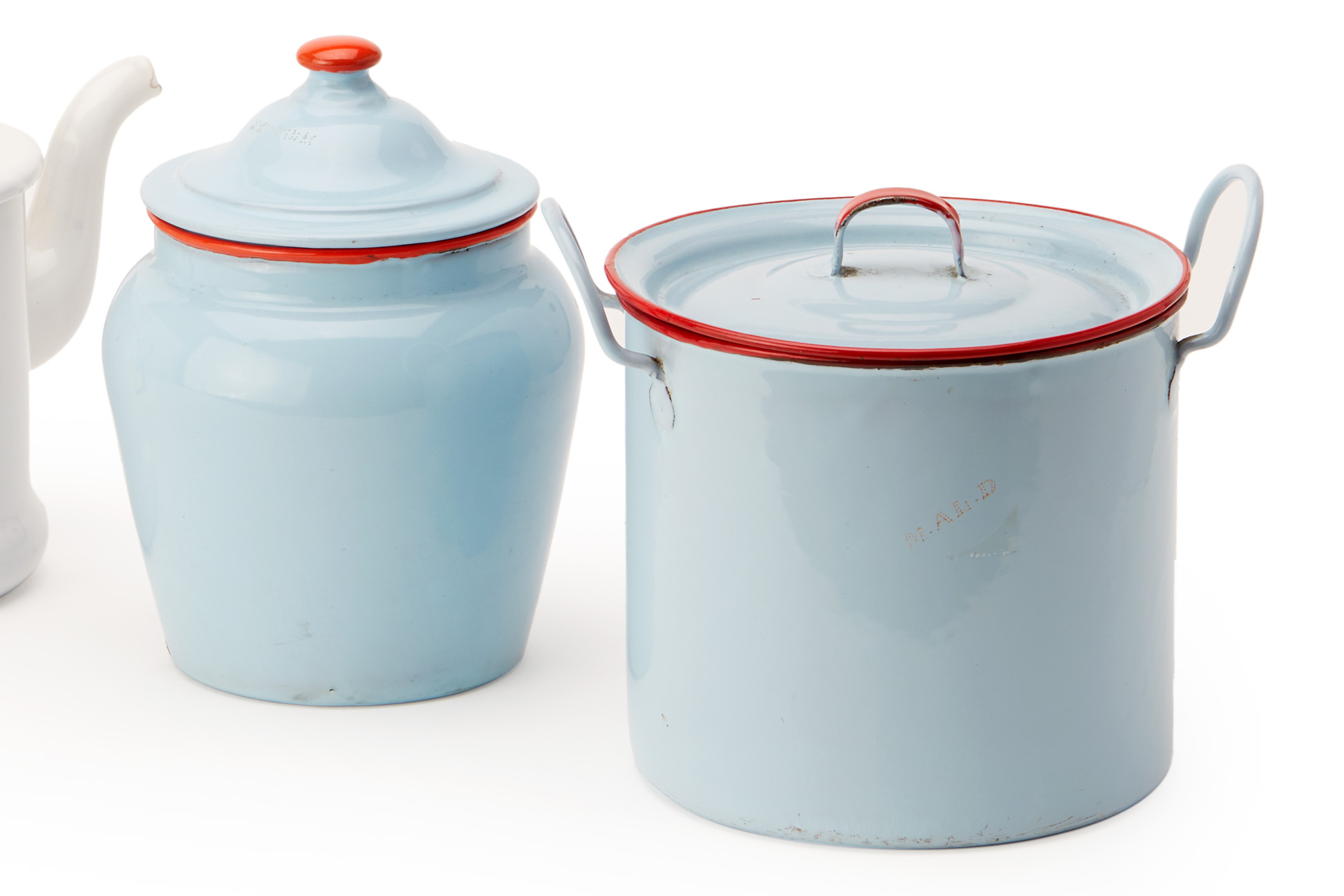 A GROUP OF COLOURED ENAMEL POTS - Image 2 of 2