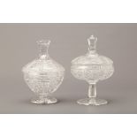 TWO BOHEMIA CRYSTAL COVERED BONBON DISHES