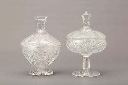 TWO BOHEMIA CRYSTAL COVERED BONBON DISHES