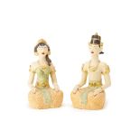 A PAINTED TERRACOTTA LORO BLONYO COUPLE