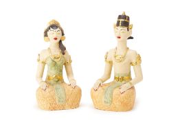 A PAINTED TERRACOTTA LORO BLONYO COUPLE