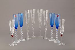 A GROUP OF TEN BACCARAT & GODINGER CHAMPAGNE FLUTES