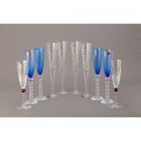 A GROUP OF TEN BACCARAT & GODINGER CHAMPAGNE FLUTES