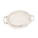 A SILVER PLATED TWIN-HANDLED OVAL TRAY