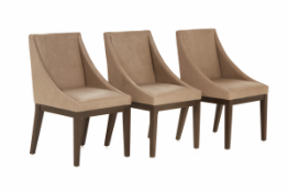 A SET OF THREE 'WEST ELM' LEATHER DINING CHAIRS