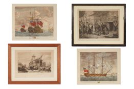 FOUR ANTIQUE NAVAL PRINTS