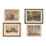 FOUR ANTIQUE NAVAL PRINTS