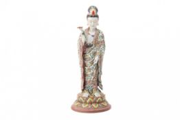 A LARGE FAMILLE ROSE FIGURE OF GUANYIN