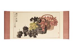 A CHINESE HANGING SCROLL WITH GRAPES (1987)