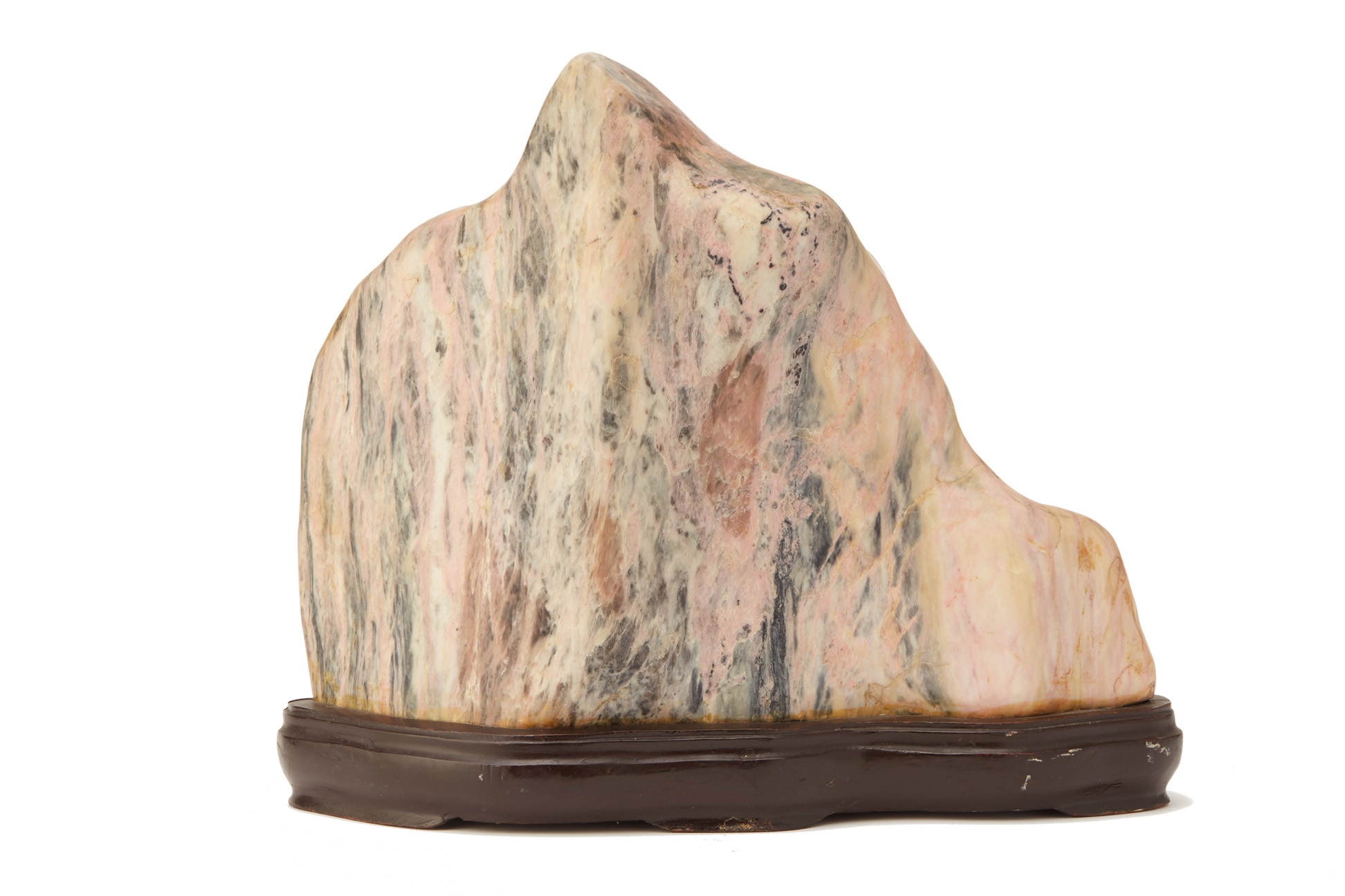 A PINK AND BLACK VEINED STONE SCHOLAR'S ROCK - Image 2 of 2