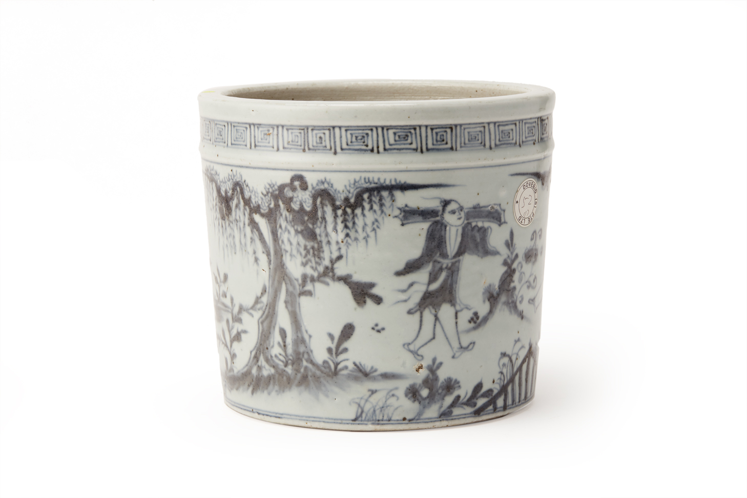 A BLUE AND WHITE PORCELAIN BRUSHPOT - Image 2 of 3