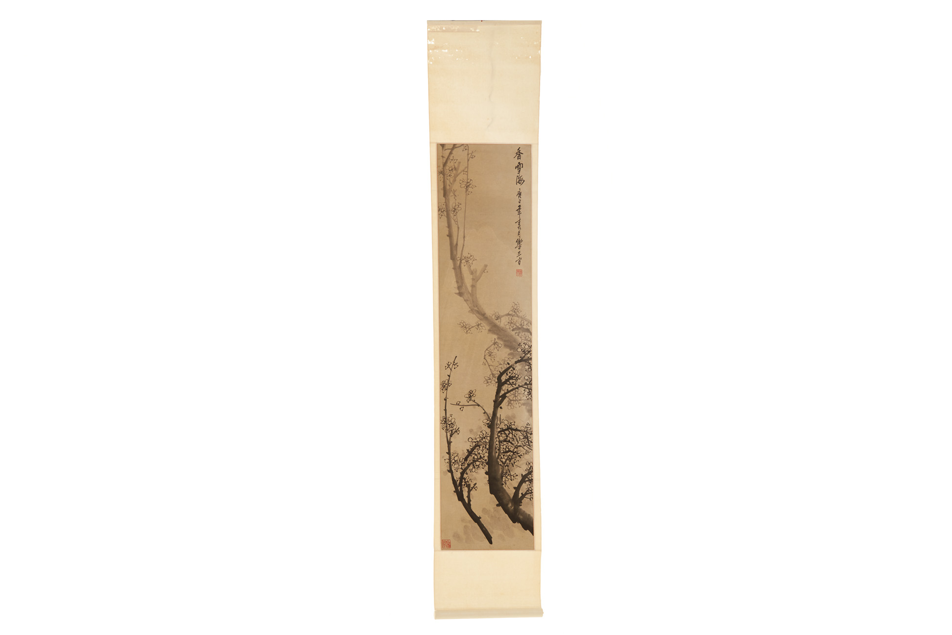 FOUR CHINESE HANGING SCROLL OF FLOWERS ON ROCKS - Image 10 of 12