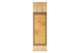 A JAPANESE HANGING SCROLL (KAKEJIKU) - BIRDS & RED LEAVES