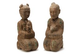 A PAIR OF ARCHAIC STYLE BRONZE FIGURES