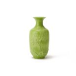 AN APPLE GREEN GLAZED MOULDED VASE