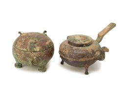 TWO ANTIQUE BRONZE VESSELS