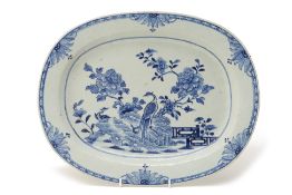 A CHINESE EXPORT BLUE AND WHITE PORCELAIN MEAT DISH