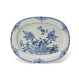 A CHINESE EXPORT BLUE AND WHITE PORCELAIN MEAT DISH