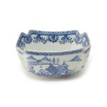 A CHINESE EXPORT BLUE AND WHITE PORCELAIN SQUARE BOWL