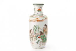 A FAMILLE VERTE PORCELAIN ROULEAU VASE